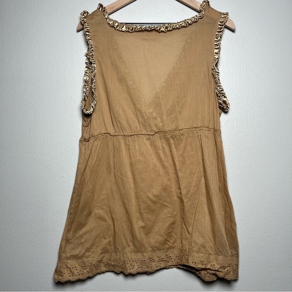 VTG Women Love Potion Babydoll Top XL Brown Ruffle Sequin‎ Trim Fairy Whimsical - Picture 7 of 8